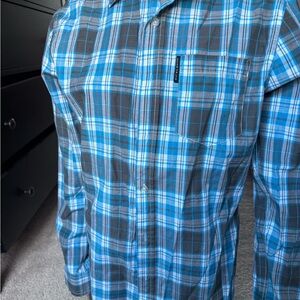 Mens Ecko Unltd Casual Button Down Long Sleeve Shirt Plaid Sz Small S Blue White